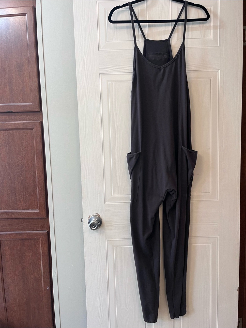 Dark Grey Women's Relaxed Strap Jumpsuit with Pockets